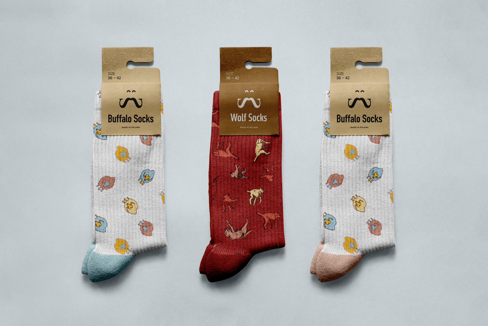 wolves print socks m